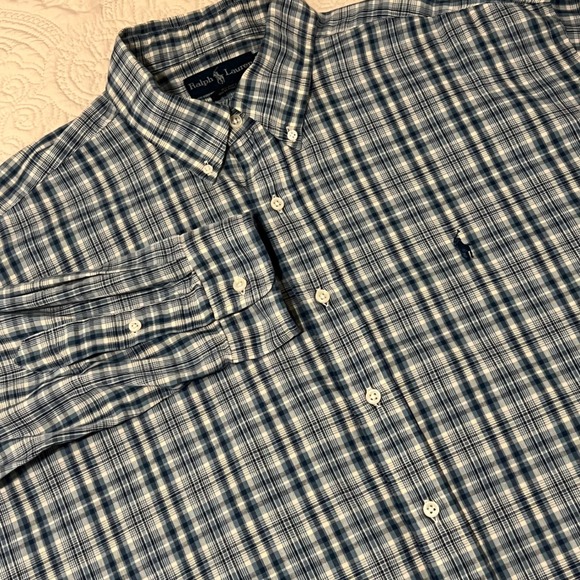 Ralph Lauren Other - Ralph Lauren Blake Mens XXL‎ Plaid L/S Button Down Shirt Blue White Lightweigt